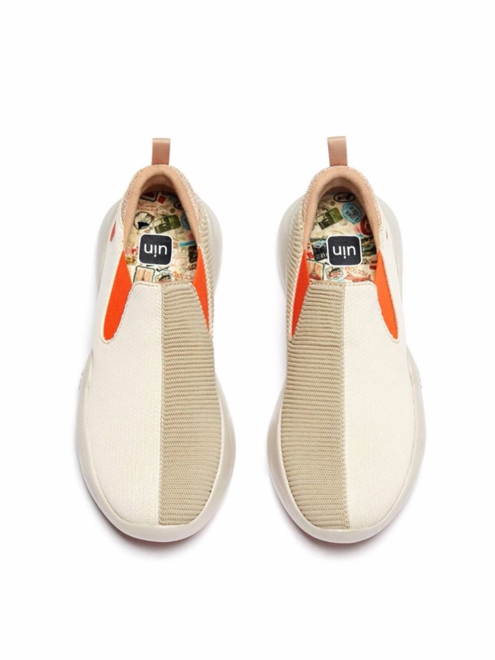 UIN women’s Slip-On Canvas Sneakers in Cream & Orange artwear shoes size 7 Euc
